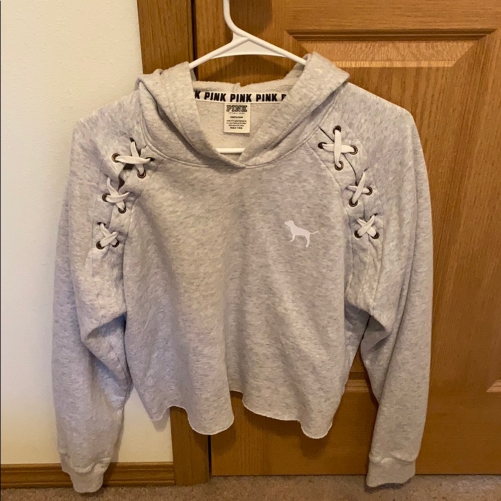 Pink crop top hoodie